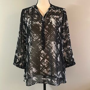 Banana Republic Sheer Blouse in Black & White